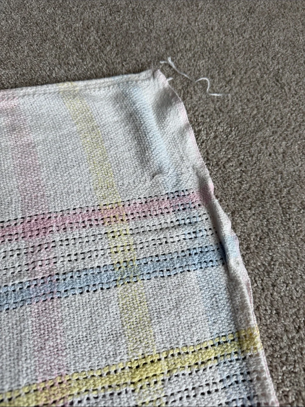 Vintage Beacon WPL 1675 Rainbow Baby Blanket Pastel Woven Knit Waffle Weave